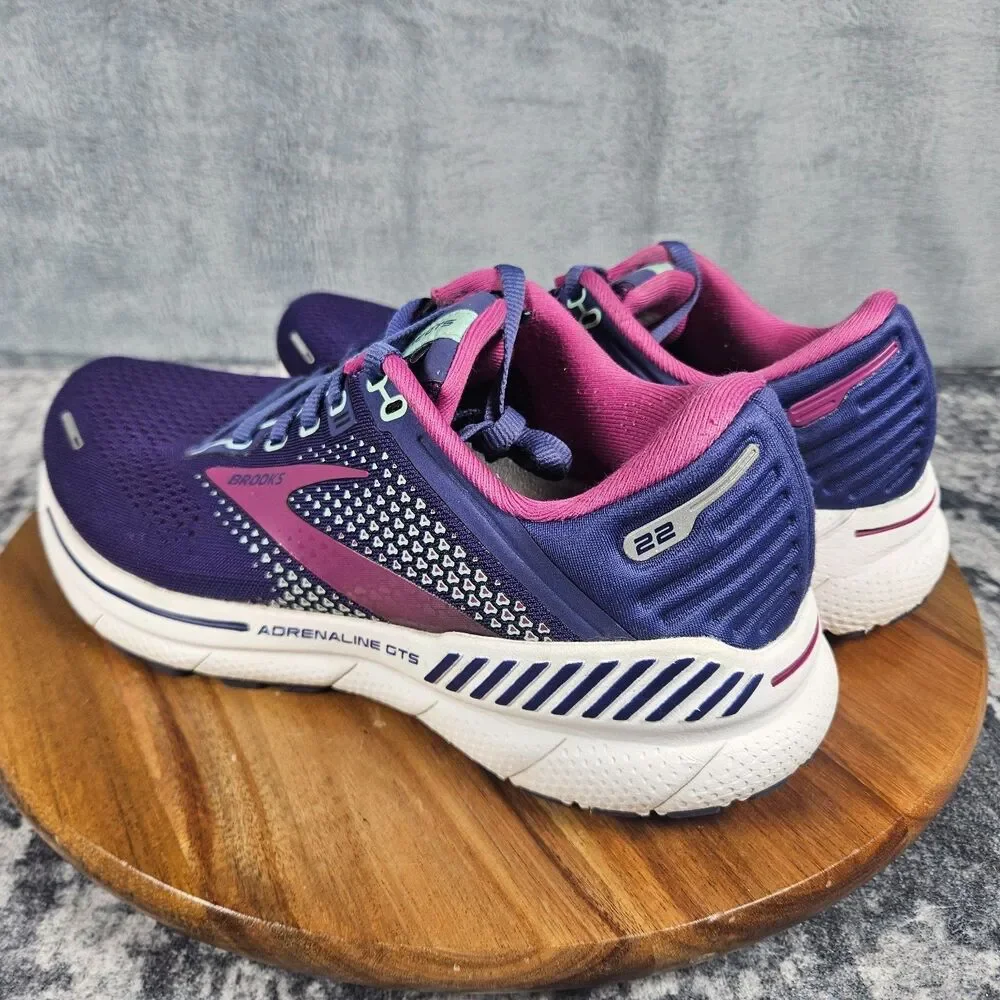 Brooks Adrenaline GTS 22 Womens Size 8 Purple Athletic Running Shoes Sneakers